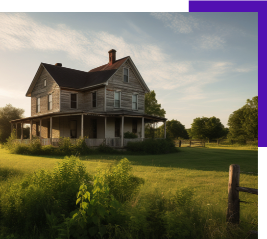 a wooden house in a field