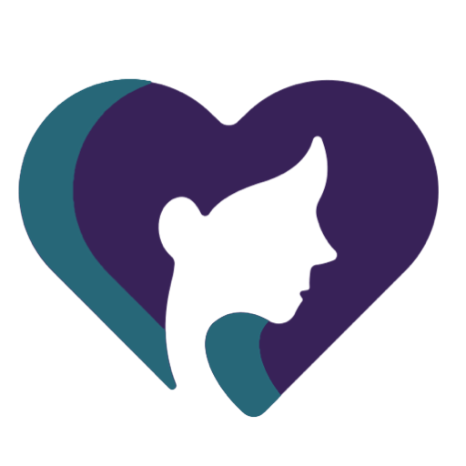 a heart with a womans head inside